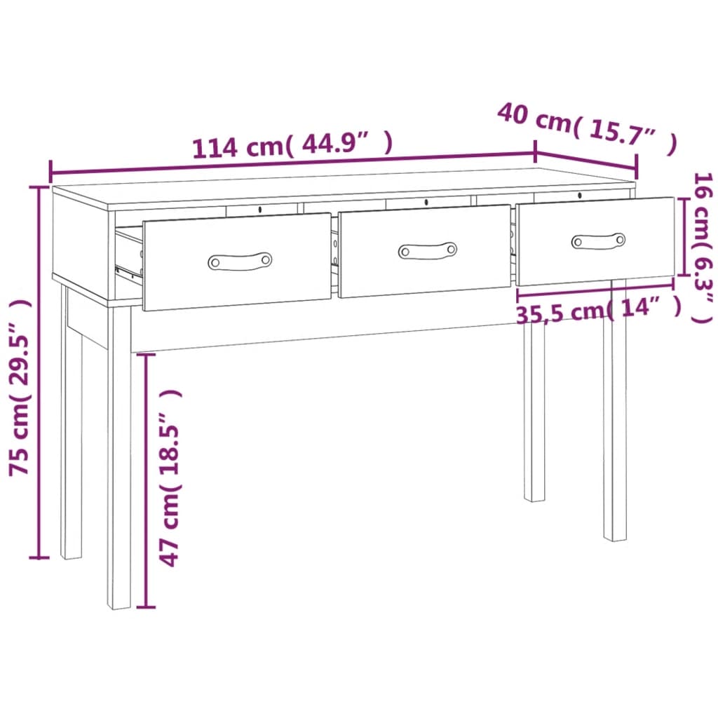 Avlastningsbord Konsollbord Grå 114x40x75 cm massiv furu