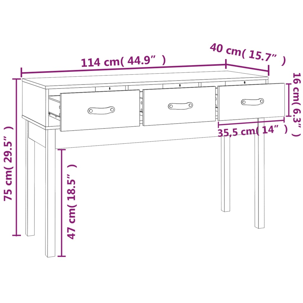 Avlastningsbord Konsollbord Trä Honungsbrun 114x40x75 cm massiv furu