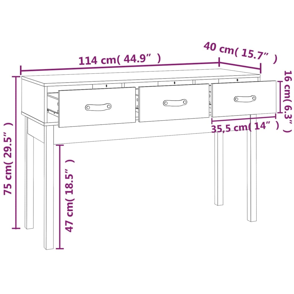 Avlastningsbord Konsollbord Svart 114x40x75 cm massiv furu
