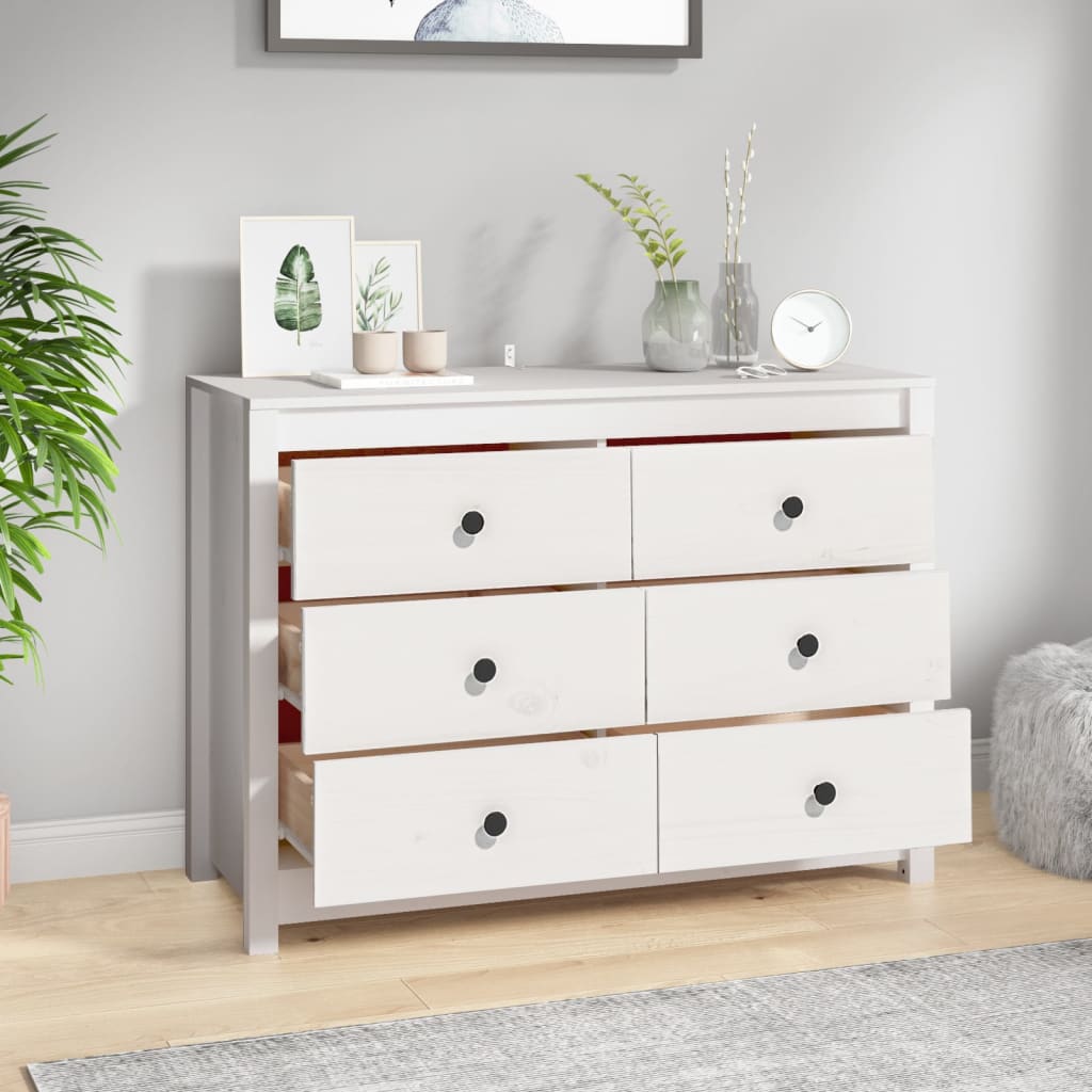 Byrå Vit 100x40x72 cm massiv furu
