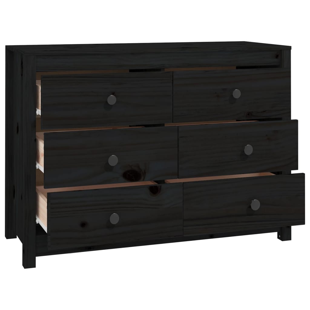 Skåp Svart 100x40x72 cm massiv furu