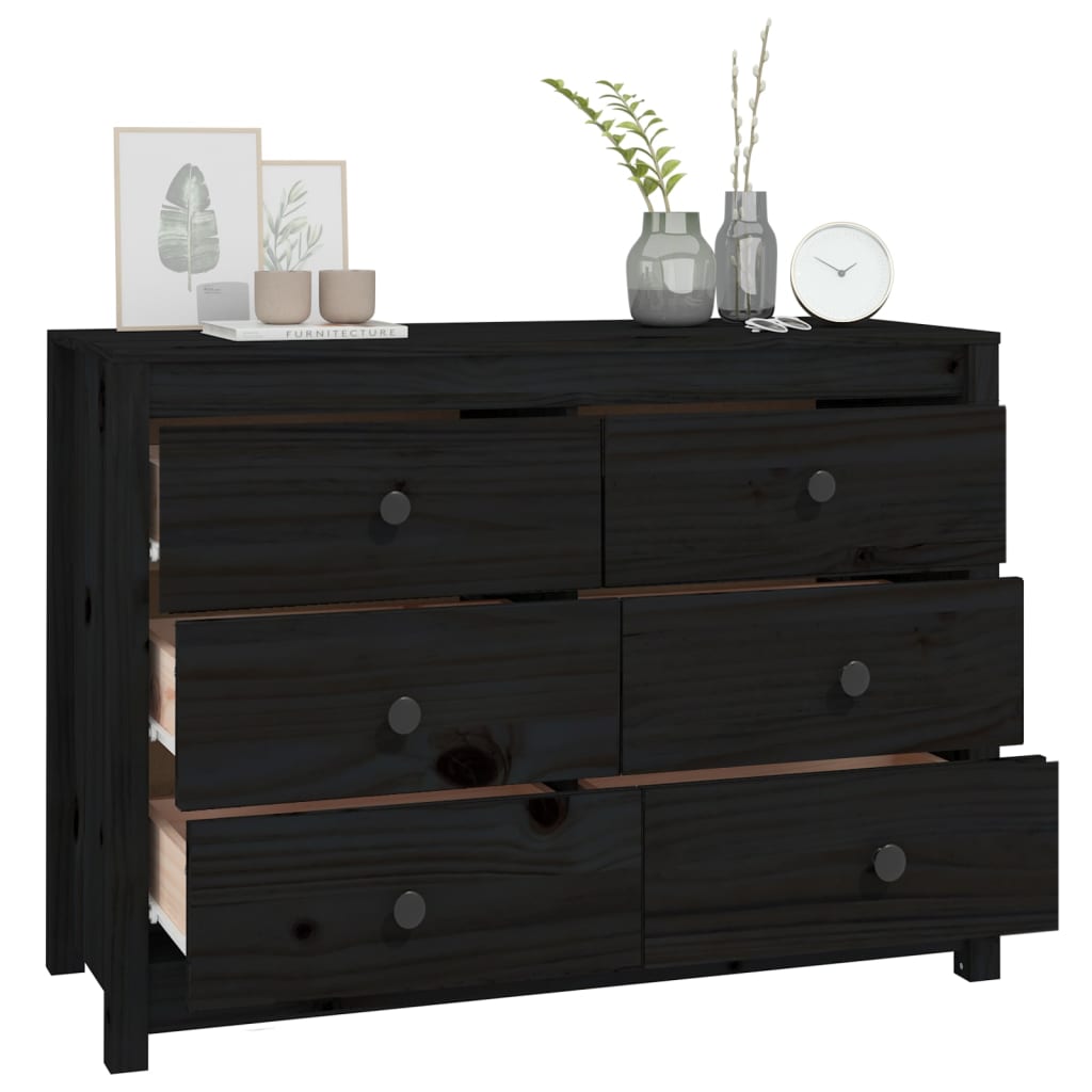 Skåp Svart 100x40x72 cm massiv furu