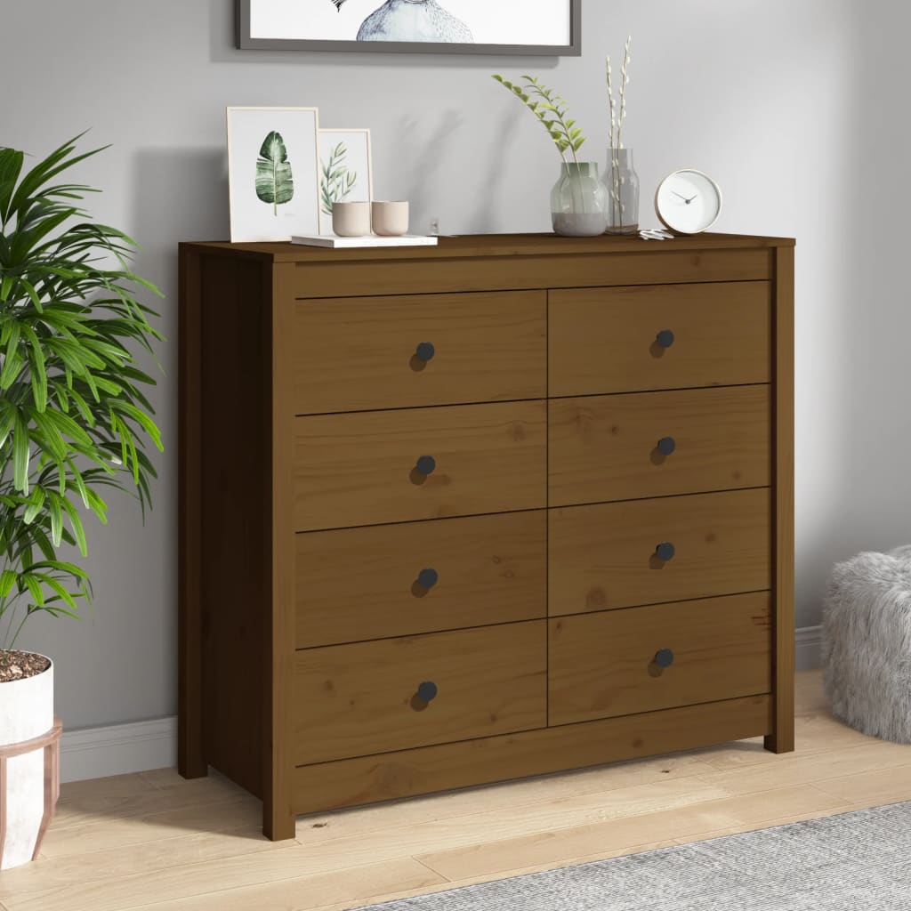 Byrå Honungsbrun 100x40x90 cm massiv furu
