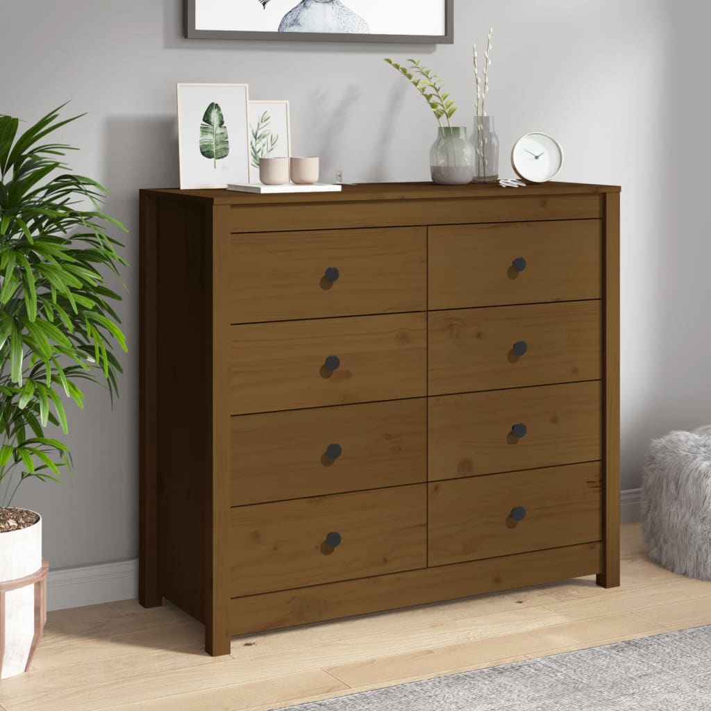 Byrå Honungsbrun 100x40x90 cm massiv furu