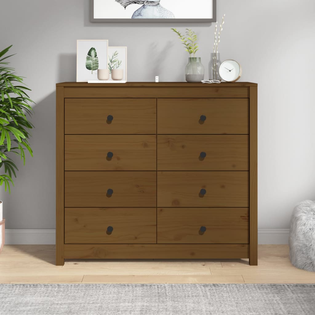 Byrå Honungsbrun 100x40x90 cm massiv furu