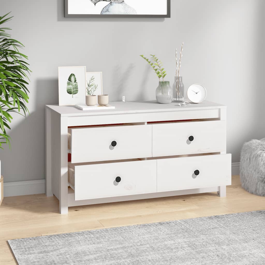 Byrå Vit 100x40x54 cm massiv furu