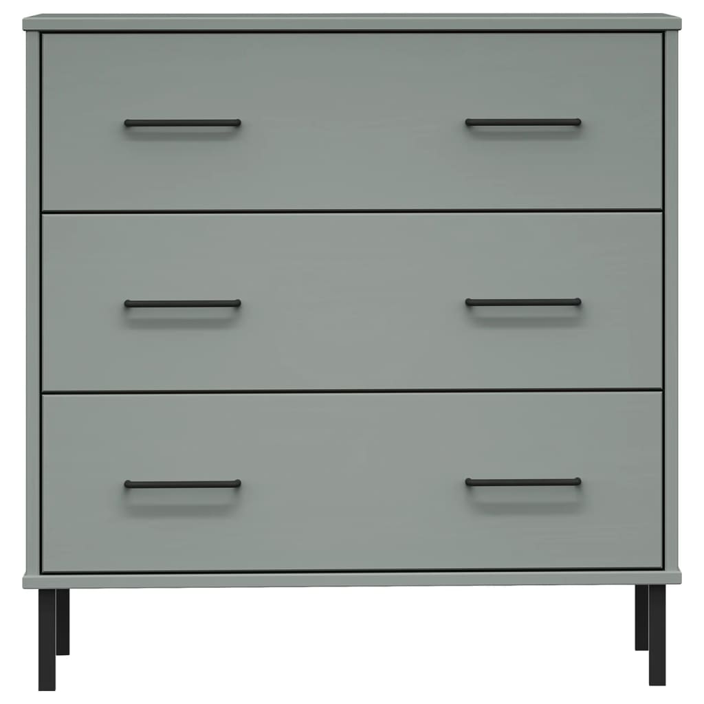 Byrå Grå med 3 lådor OSLO 77x40x79,5 cm massivt trä