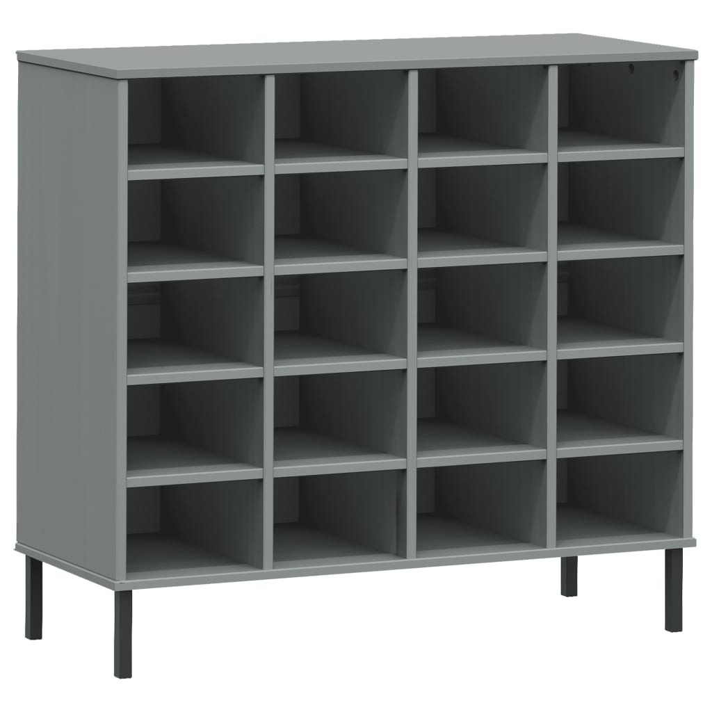 Skoställ Grå Skohylla med metallben OSLO 95x35x86 cm massivt trä