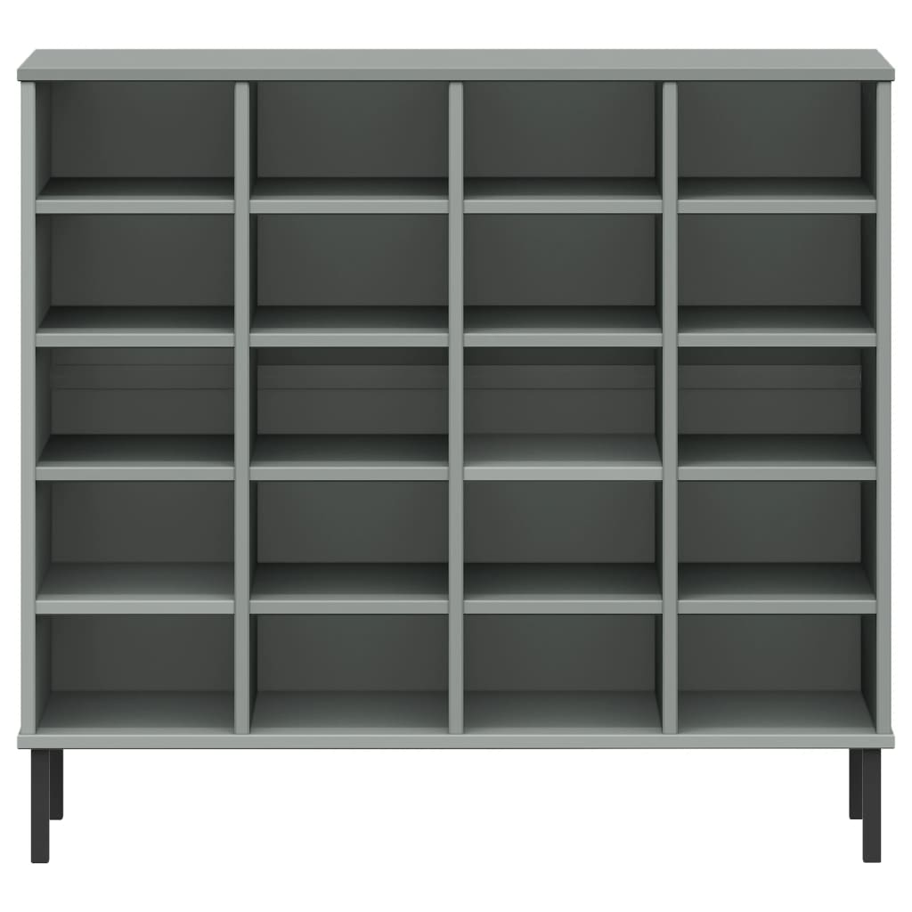 Skoställ Grå Skohylla med metallben OSLO 95x35x86 cm massivt trä