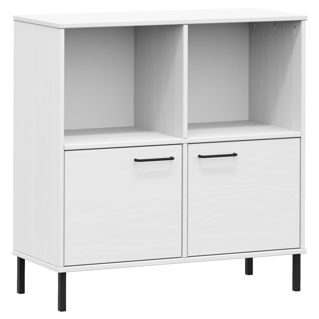 Skåp Vit med metallben OSLO 90x35x90,5 cm massivt trä