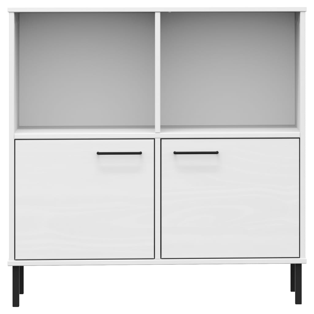 Skåp Vit med metallben OSLO 90x35x90,5 cm massivt trä