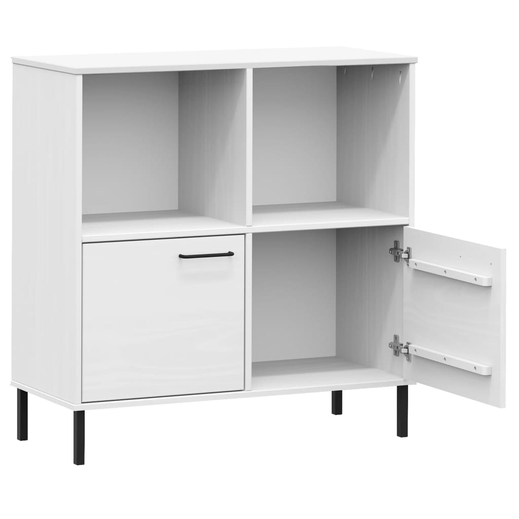 Skåp Vit med metallben OSLO 90x35x90,5 cm massivt trä