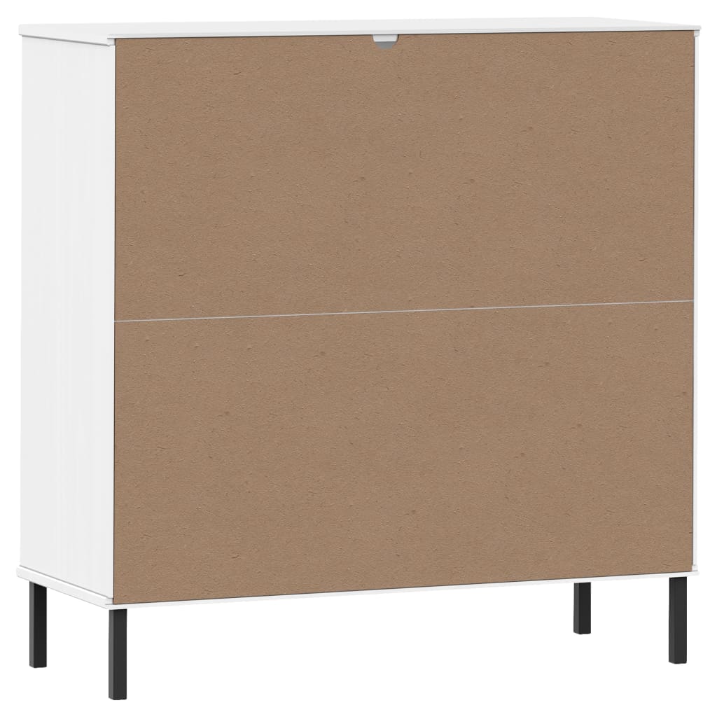 Skåp Vit med metallben OSLO 90x35x90,5 cm massivt trä