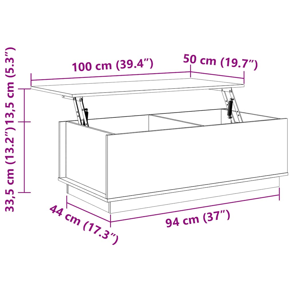 Soffbord Vit 100x50x35 cm massiv furu