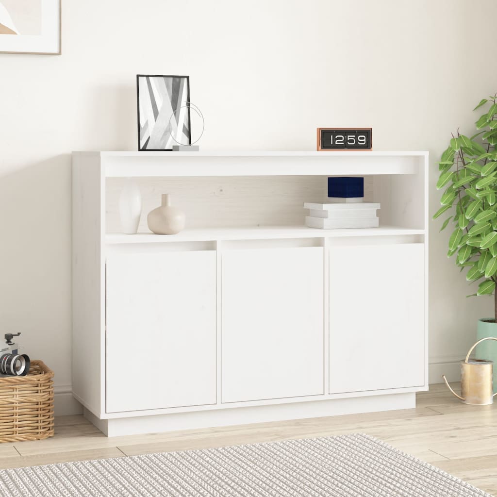 Skänk Vit 104,5x34x80 cm massiv furu