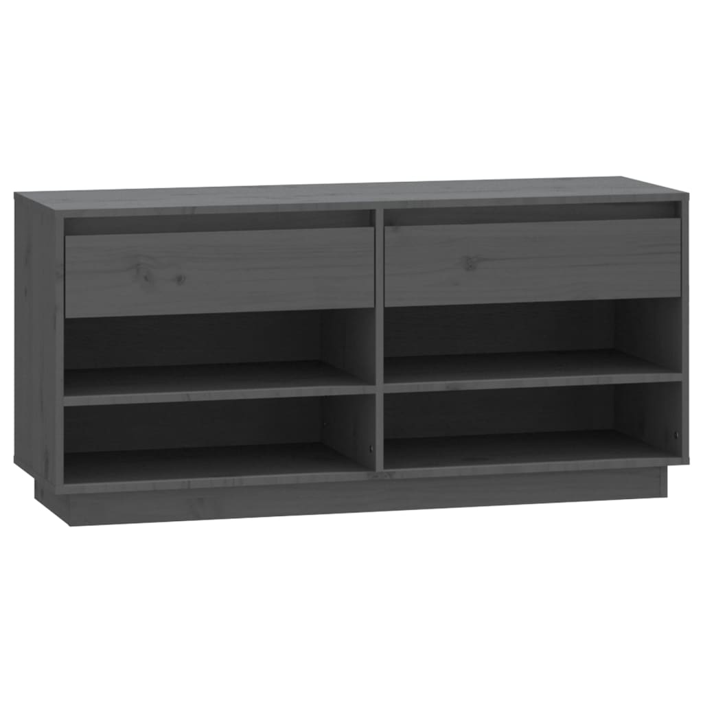 Skoställ Grå Skoskåp 110x34x52 cm massiv furu