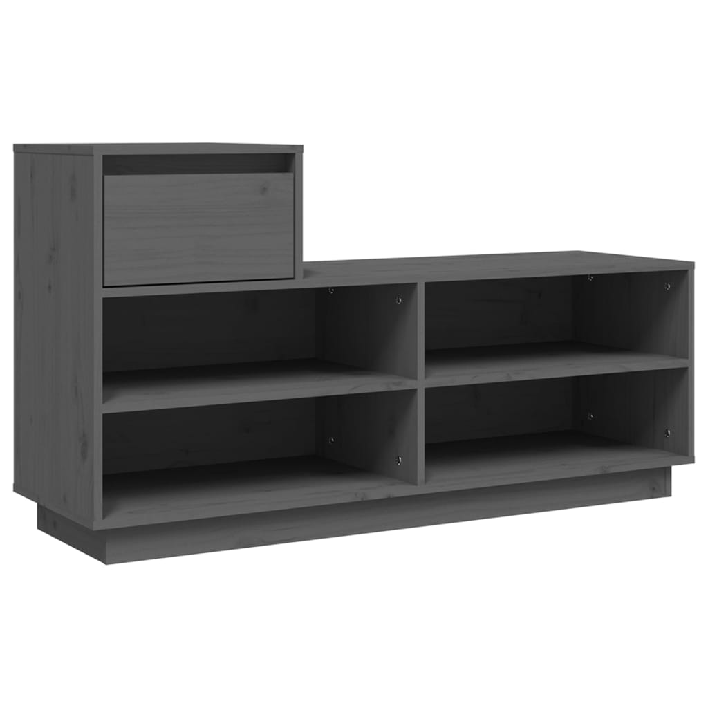 Skoställ Grå Skoskåp 110x34x61 cm massiv furu