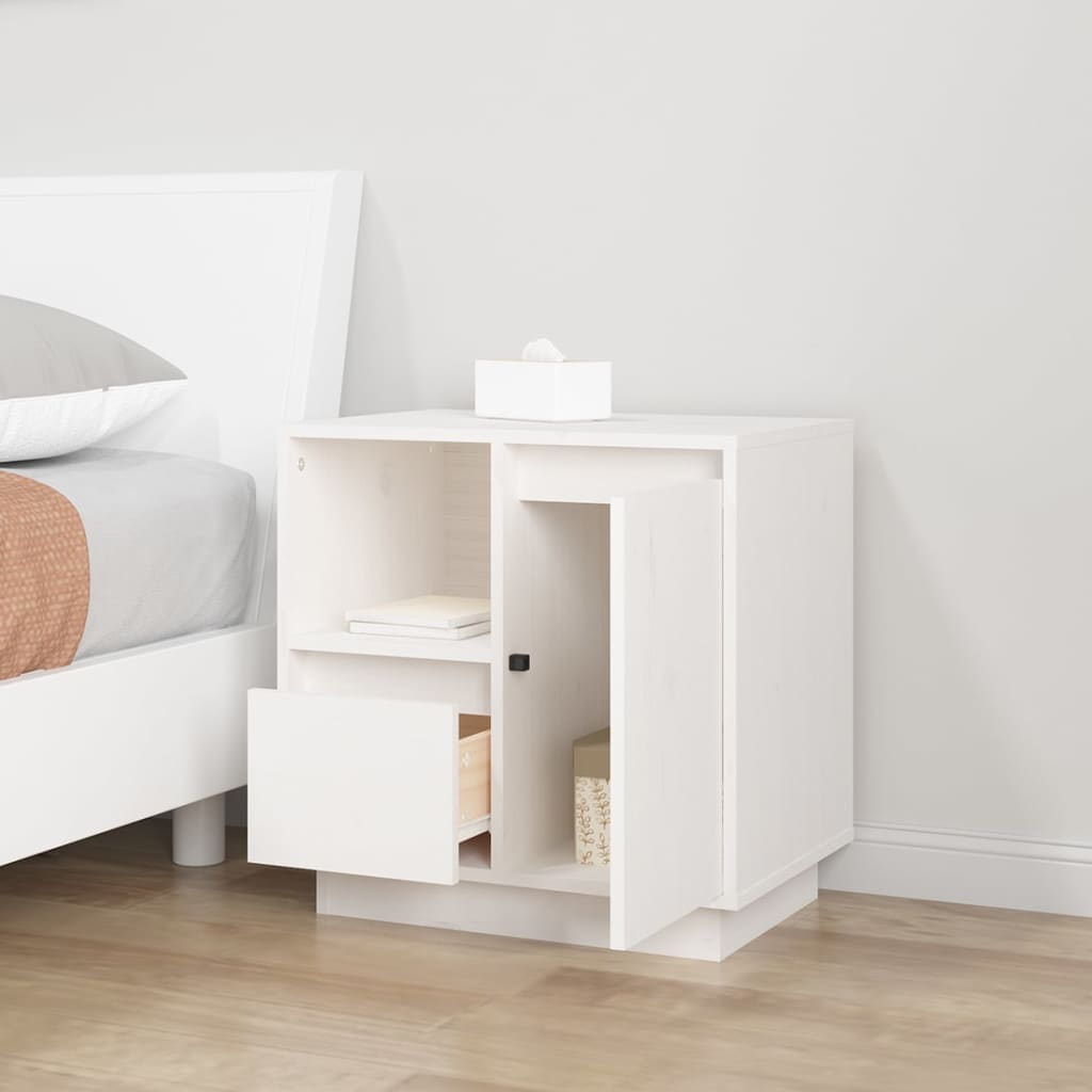 Sängbord 2 st vit 50x34x50 cm massivt furuträ
