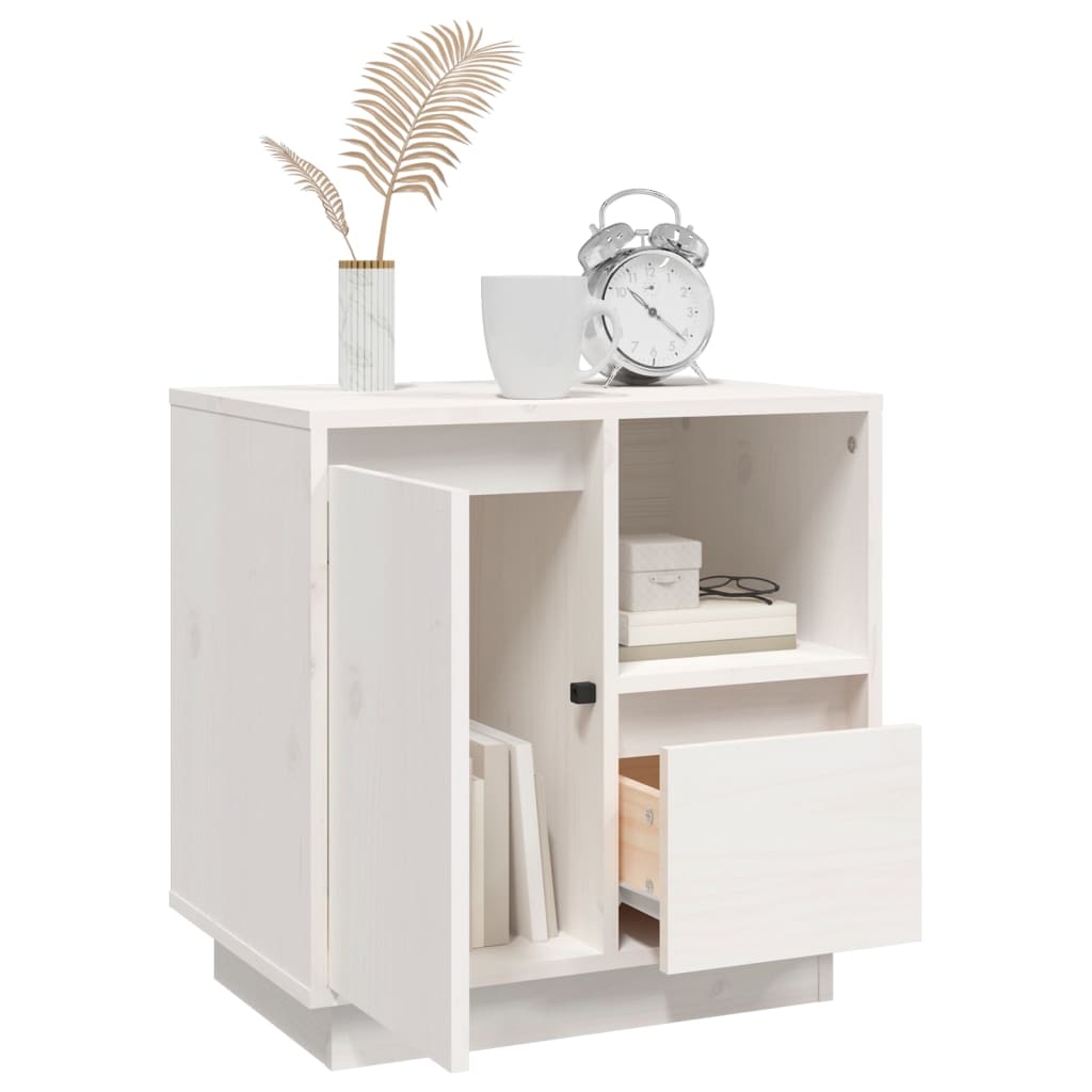 Sängbord 2 st vit 50x34x50 cm massivt furuträ