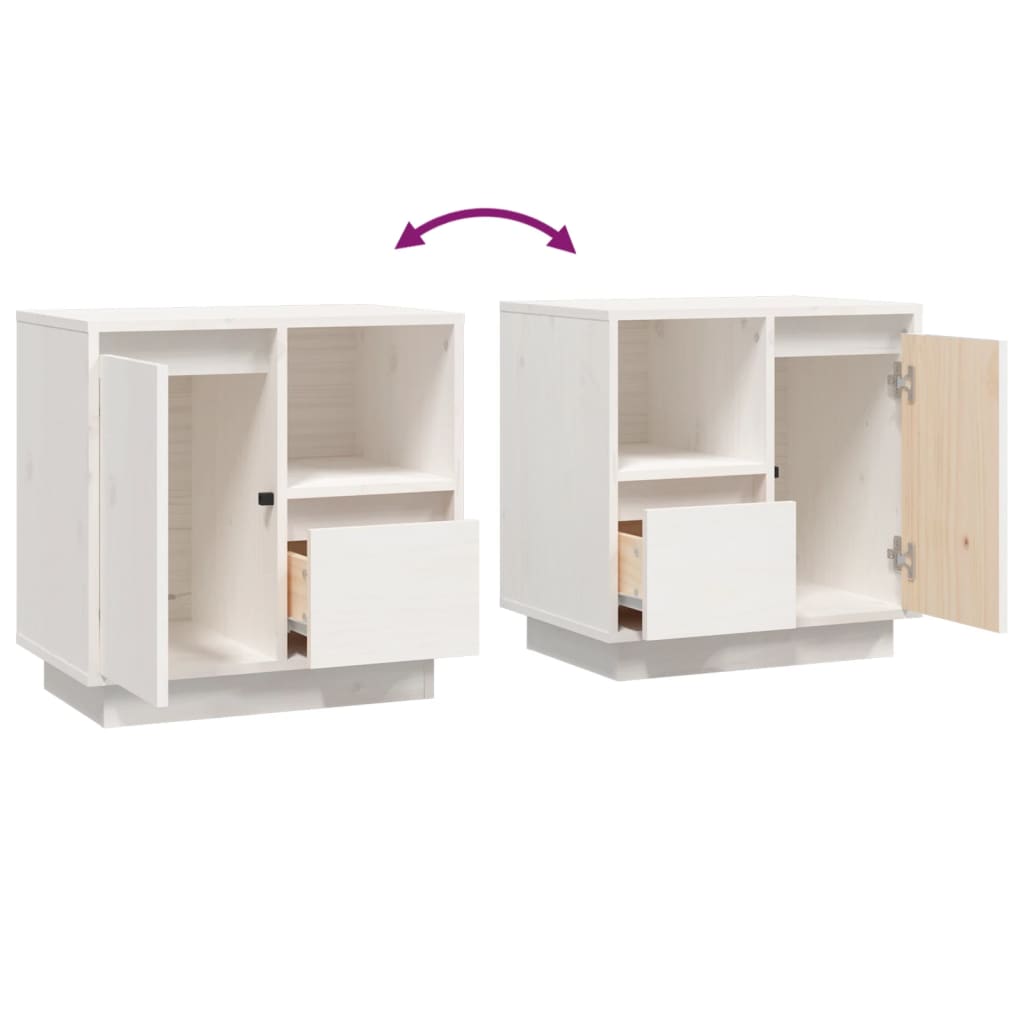 Sängbord 2 st vit 50x34x50 cm massivt furuträ