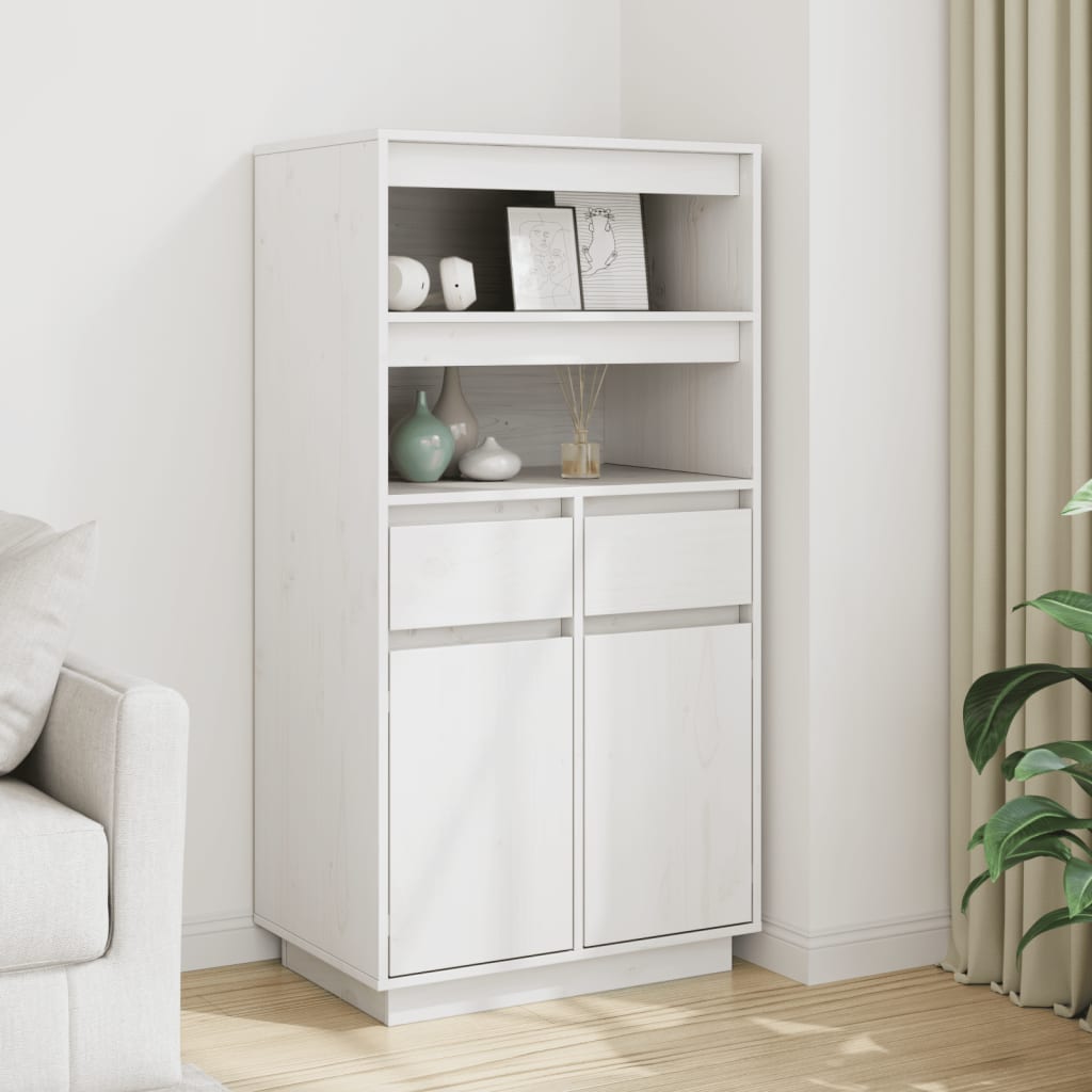 Vitrinskåp Vit 60x40x116,5 cm massiv furu