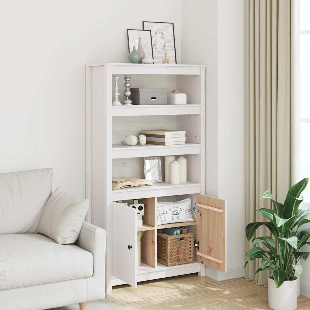Skåp Vit 80x35x154 cm massiv furu