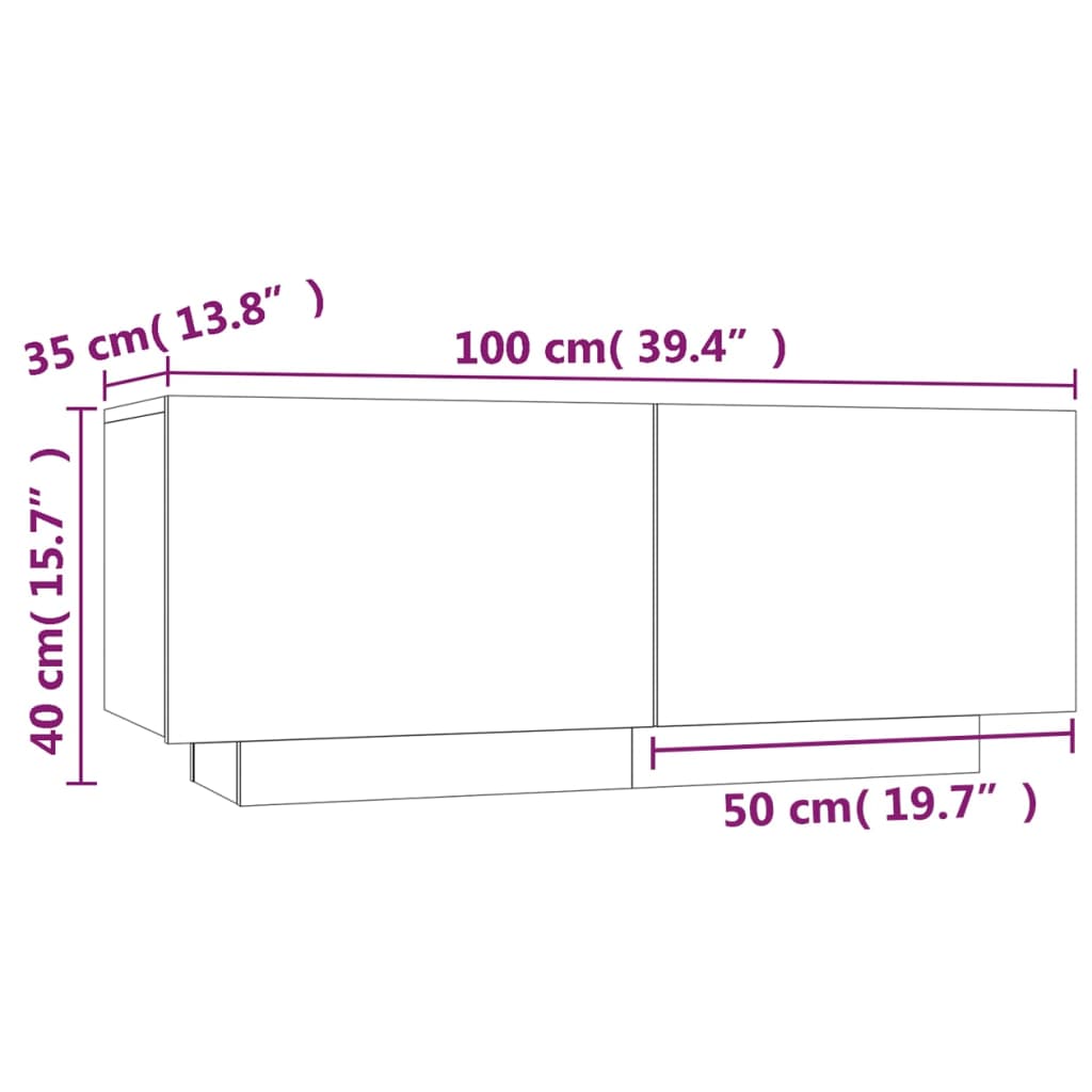 Sängbord rökfärgad Brun ek 100x35x40 cm konstruerat trä