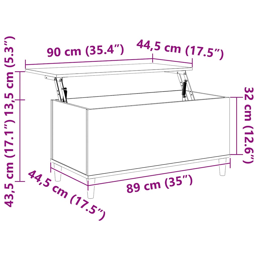 Soffbord Rökfärgad Ek 90x44,5x45 cm