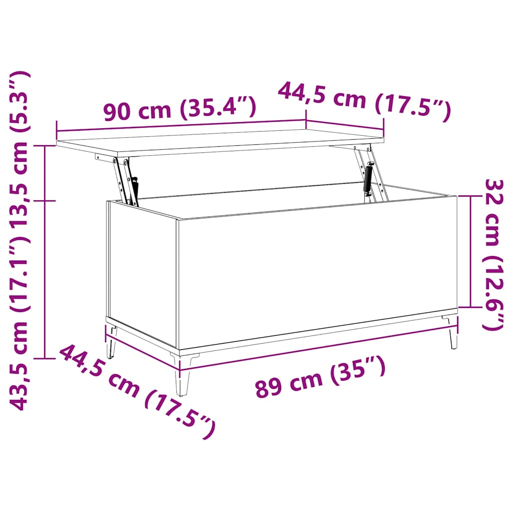 Soffbord betonggrå 90x44,5x45 cm konstruerat trä
