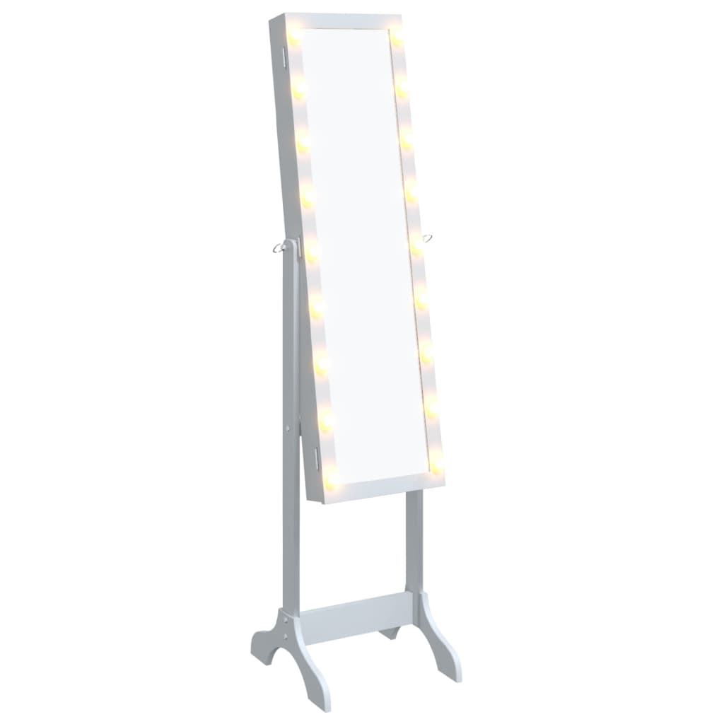 Väggspegel med LED Vit 34x37x146 cm