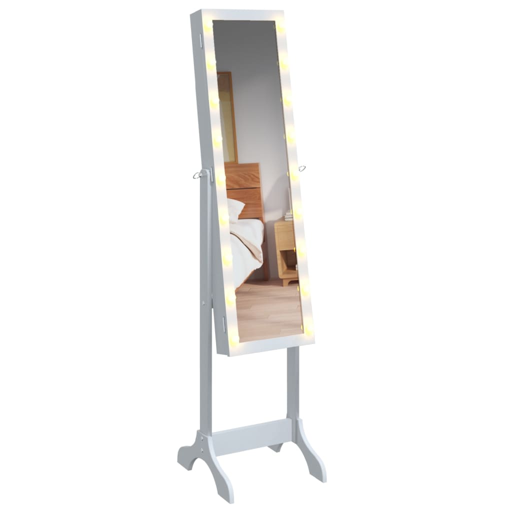 Väggspegel med LED Vit 34x37x146 cm