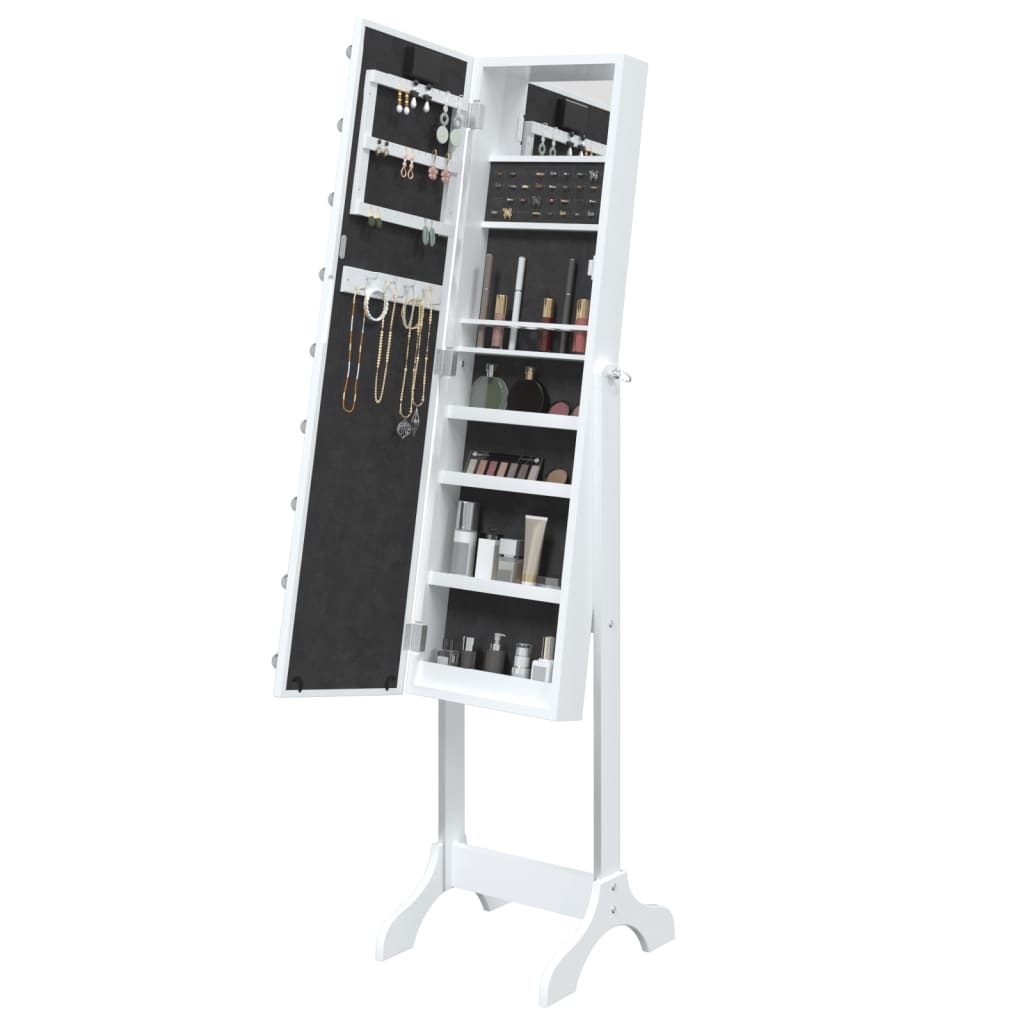 Väggspegel med LED Vit 34x37x146 cm