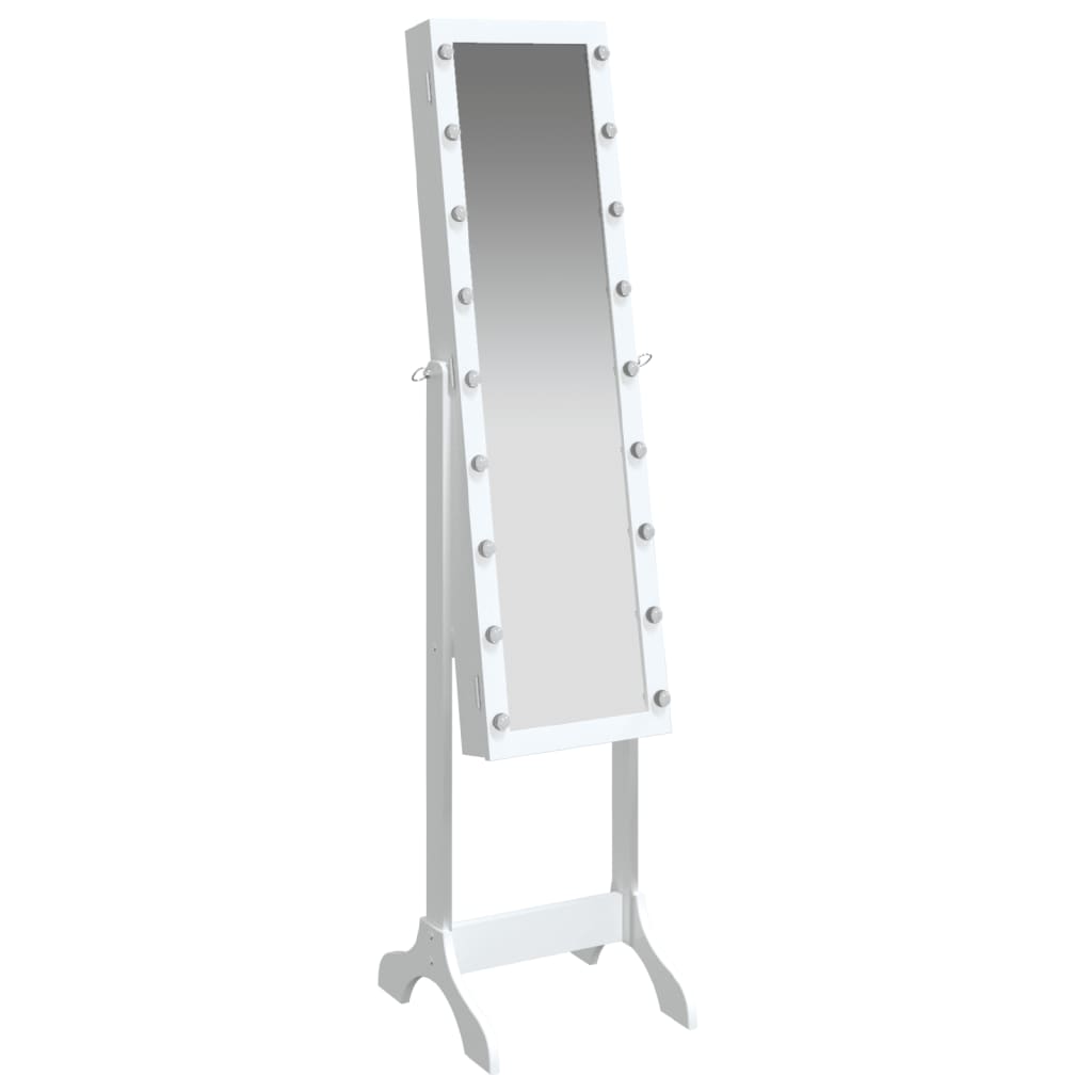 Väggspegel med LED Vit 34x37x146 cm