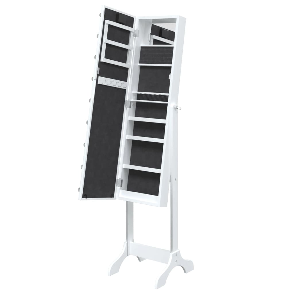 Väggspegel med LED Vit 34x37x146 cm