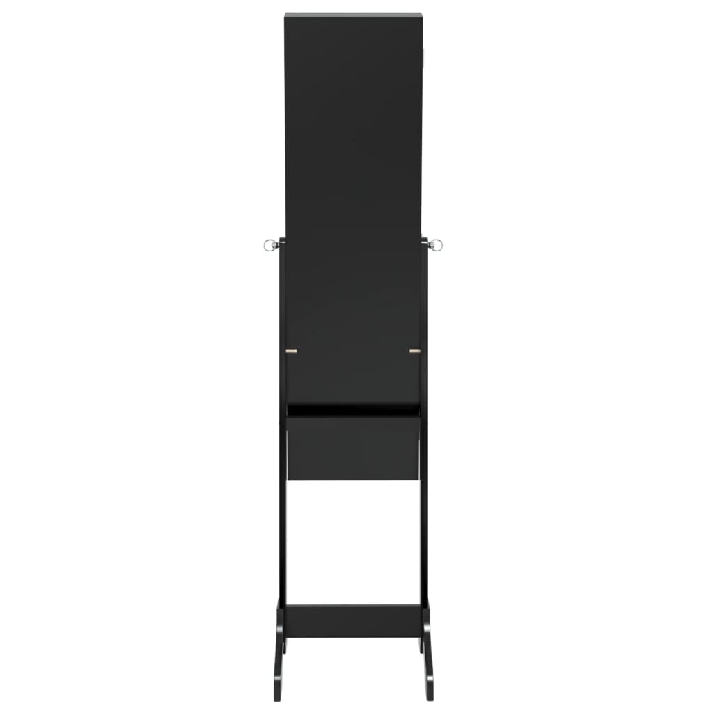 Väggspegel med LED Svart 34x37x146 cm