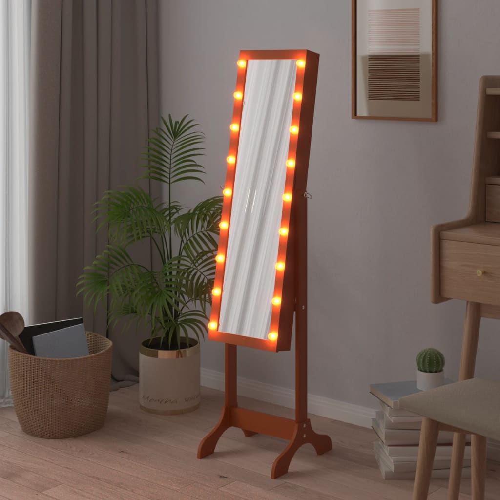 Väggspegel med LED 34x37x146 cm