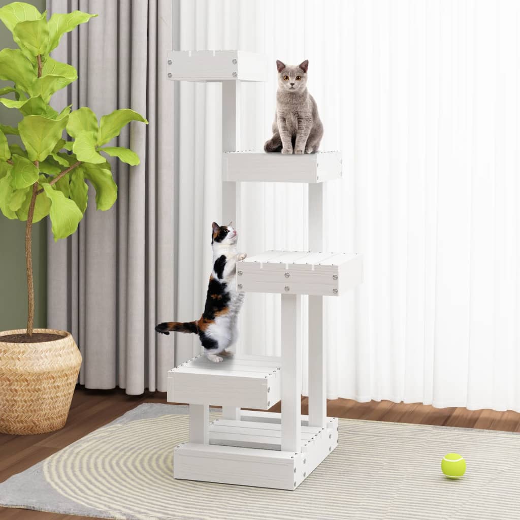 Kattmöbel vit 45,5x49x103 cm massiv furu