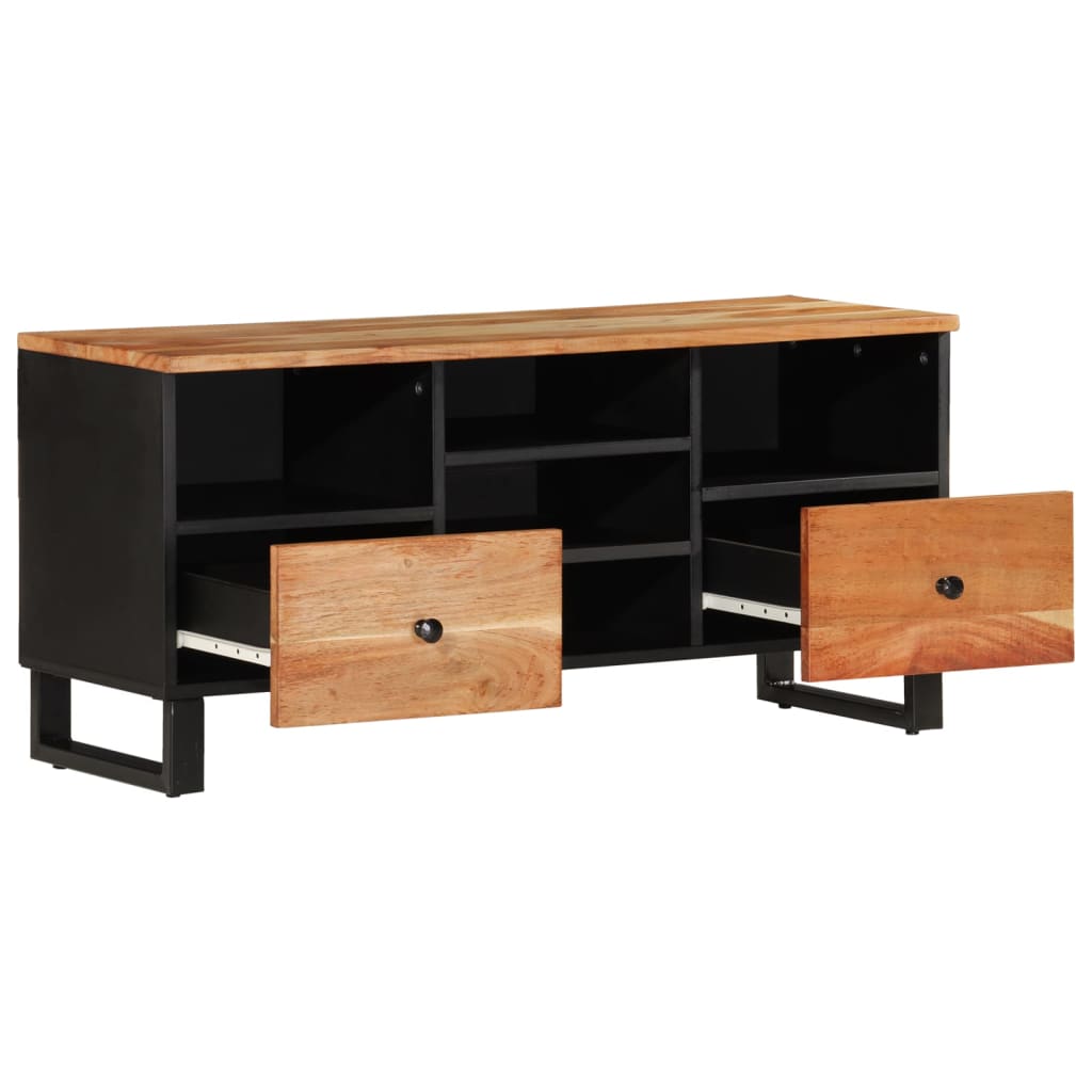 Tv-bänk 100x33x46 cm massivt akacia och konstruerat trä