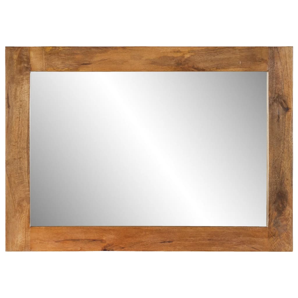 Väggspegel 70x50 cm massivt mangoträ och glas