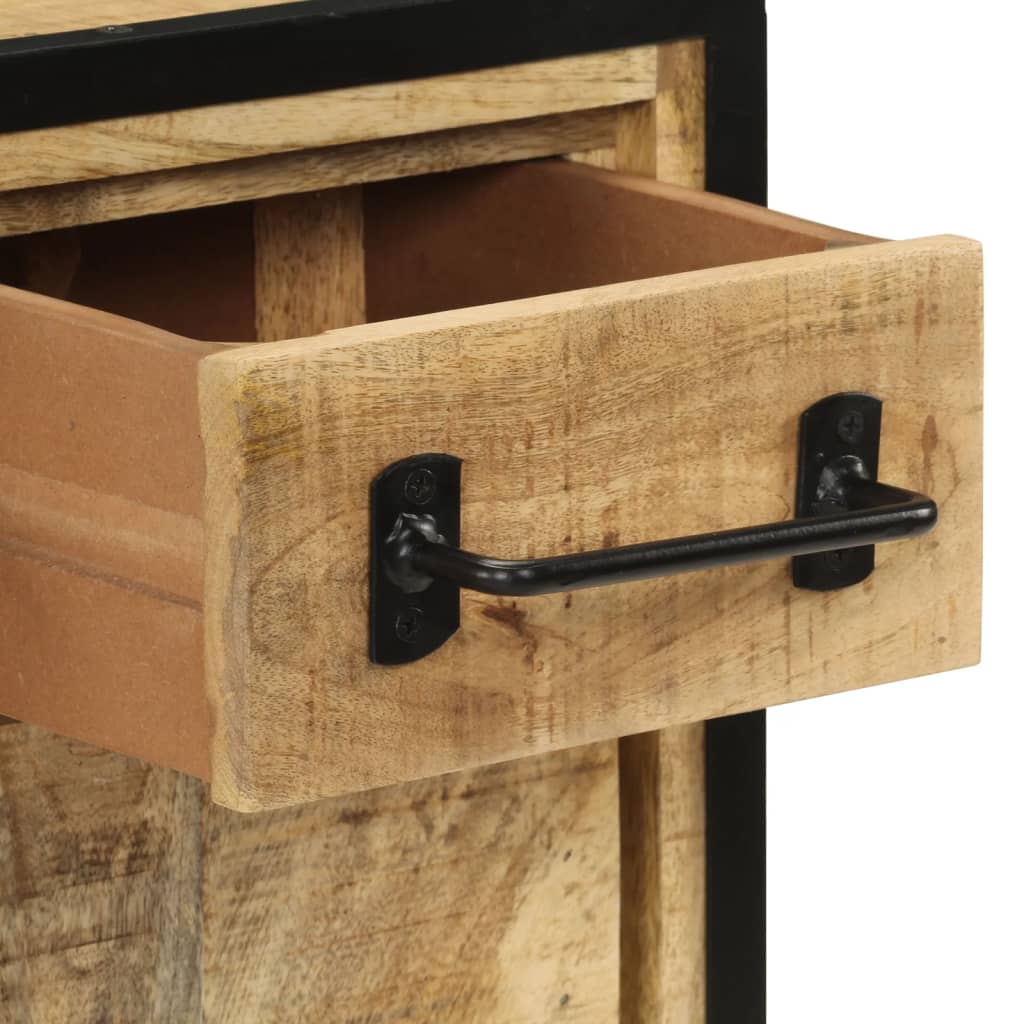 Skänk Trä med 2 lådor 53x31x72 cm massivt mangoträ och järn