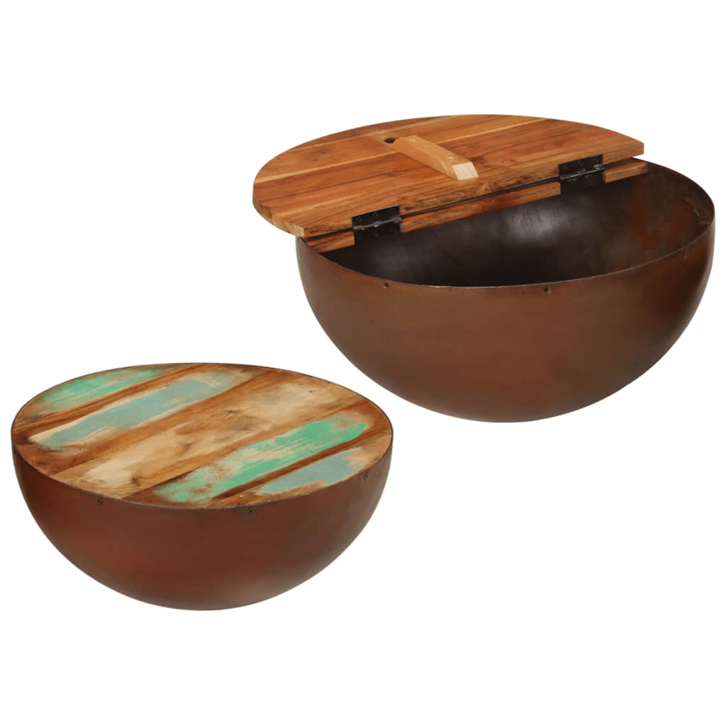 Soffbord Trä Skålformade 2 st cm massivt återvunnet trä