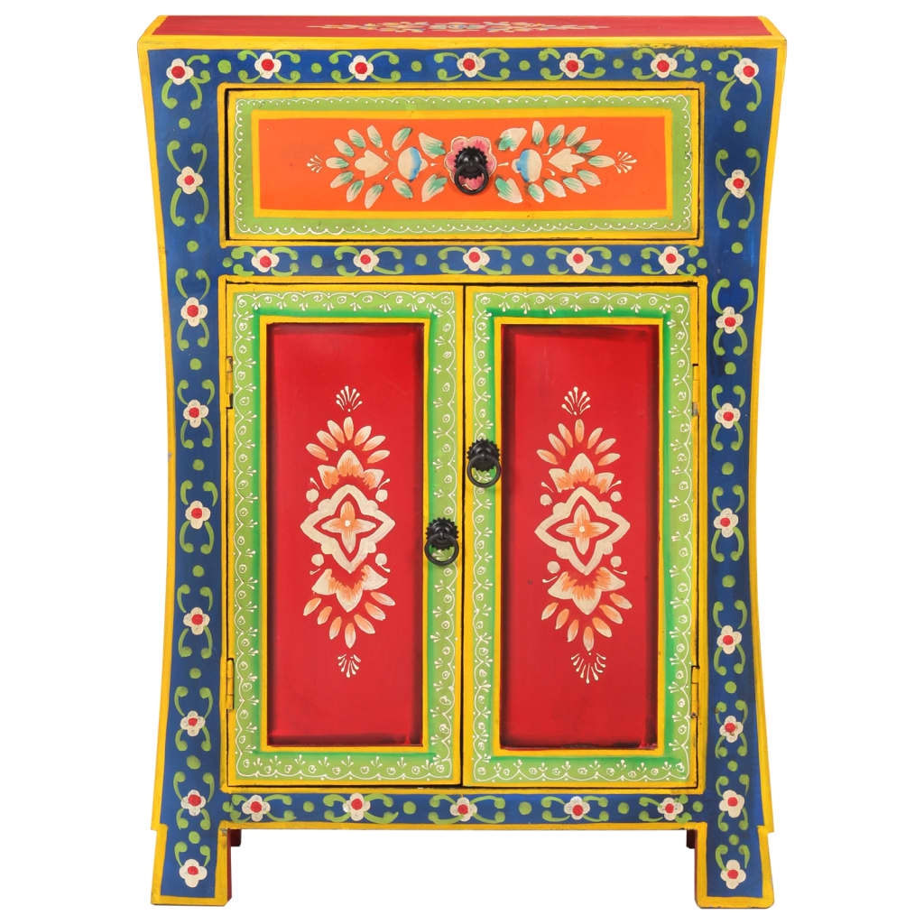 Skänk Trä Handmålad 54x30x74 cm massivt mangoträ