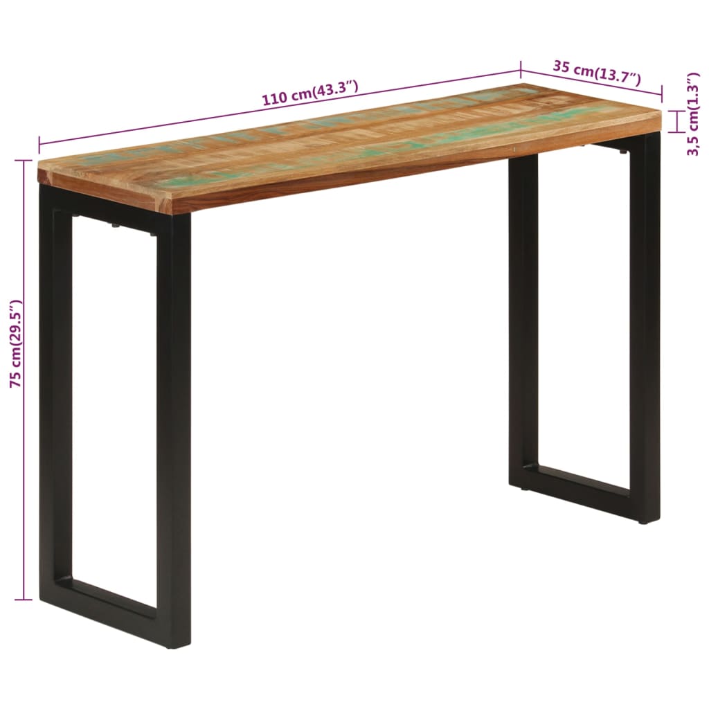 Avlastningsbord Konsollbord Trä 110x35x75 cm massivt återvunnet trä