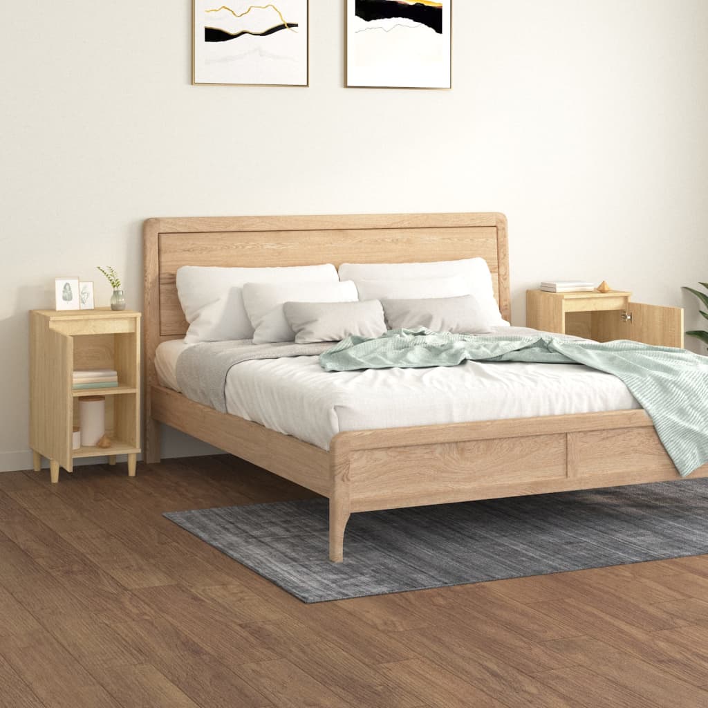 Sängbord 2 st sonoma-ek 40x35x70 cm konstruerat trä