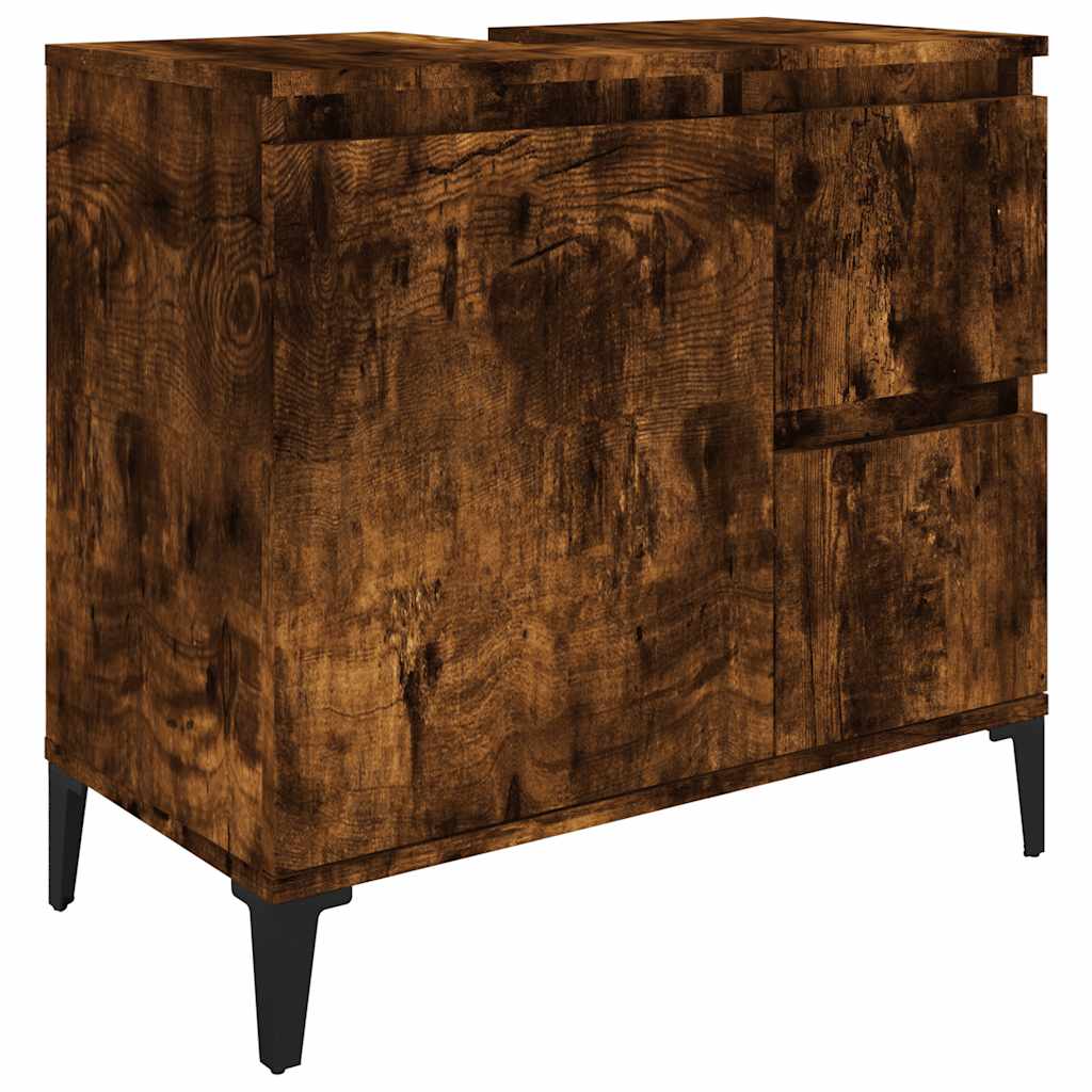 Badrumsskåp Rökfärgad Ek 65x33x60 cm