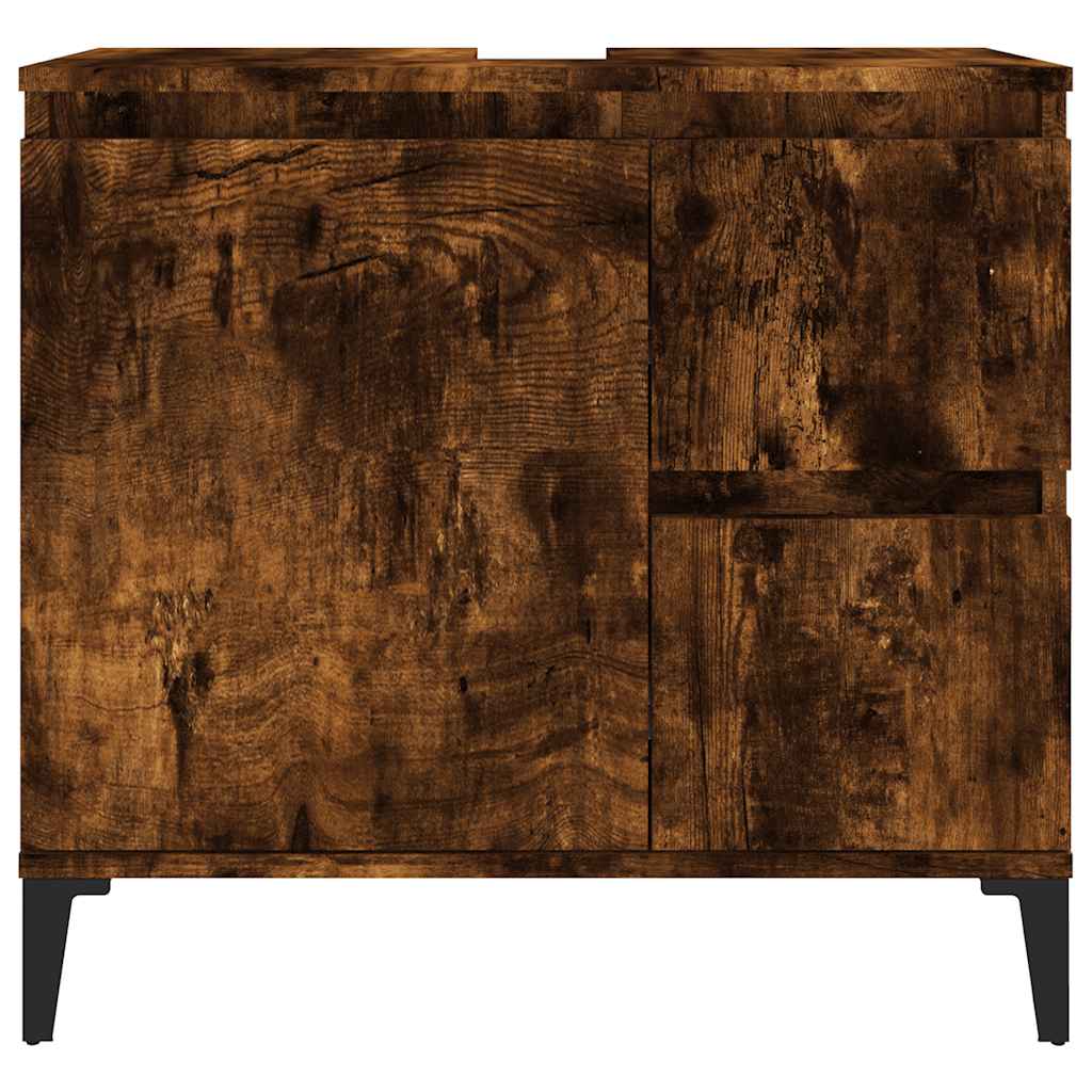 Badrumsskåp Rökfärgad Ek 65x33x60 cm