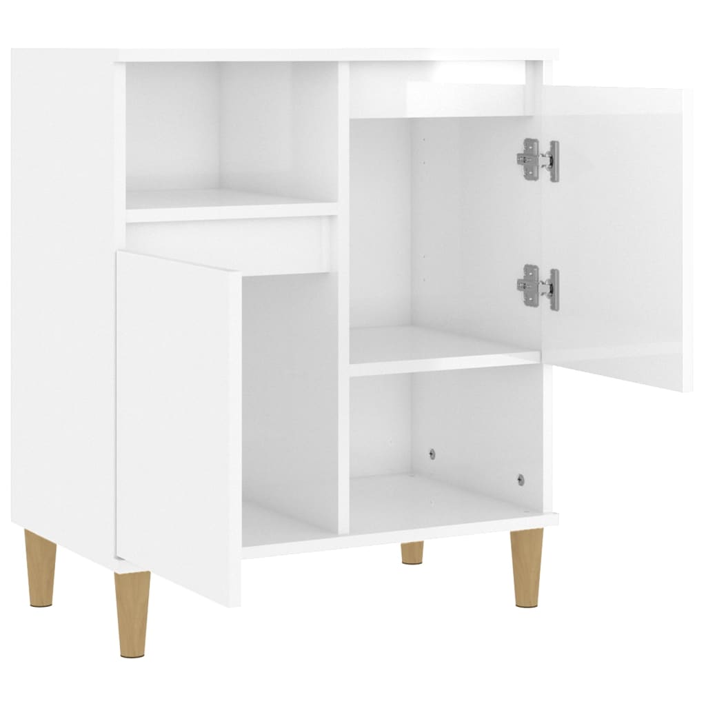 Byrå vit högglans 60x35x70 cm konstruerat trä
