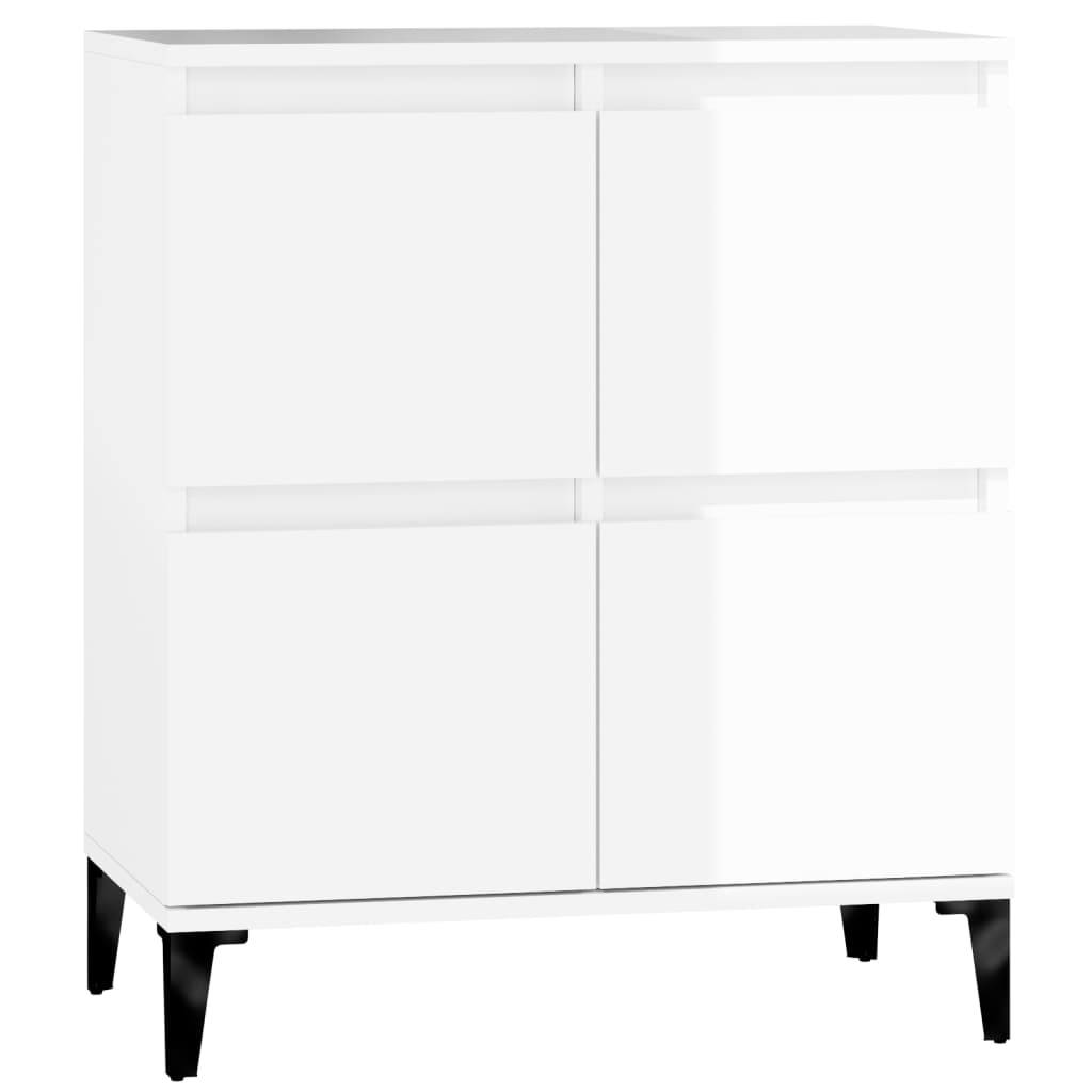 Byrå vit högglans 60x35x70 cm konstruerat trä