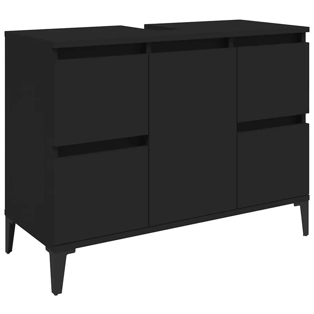 Badrumsunderskåp Svart 80x33x60 cm