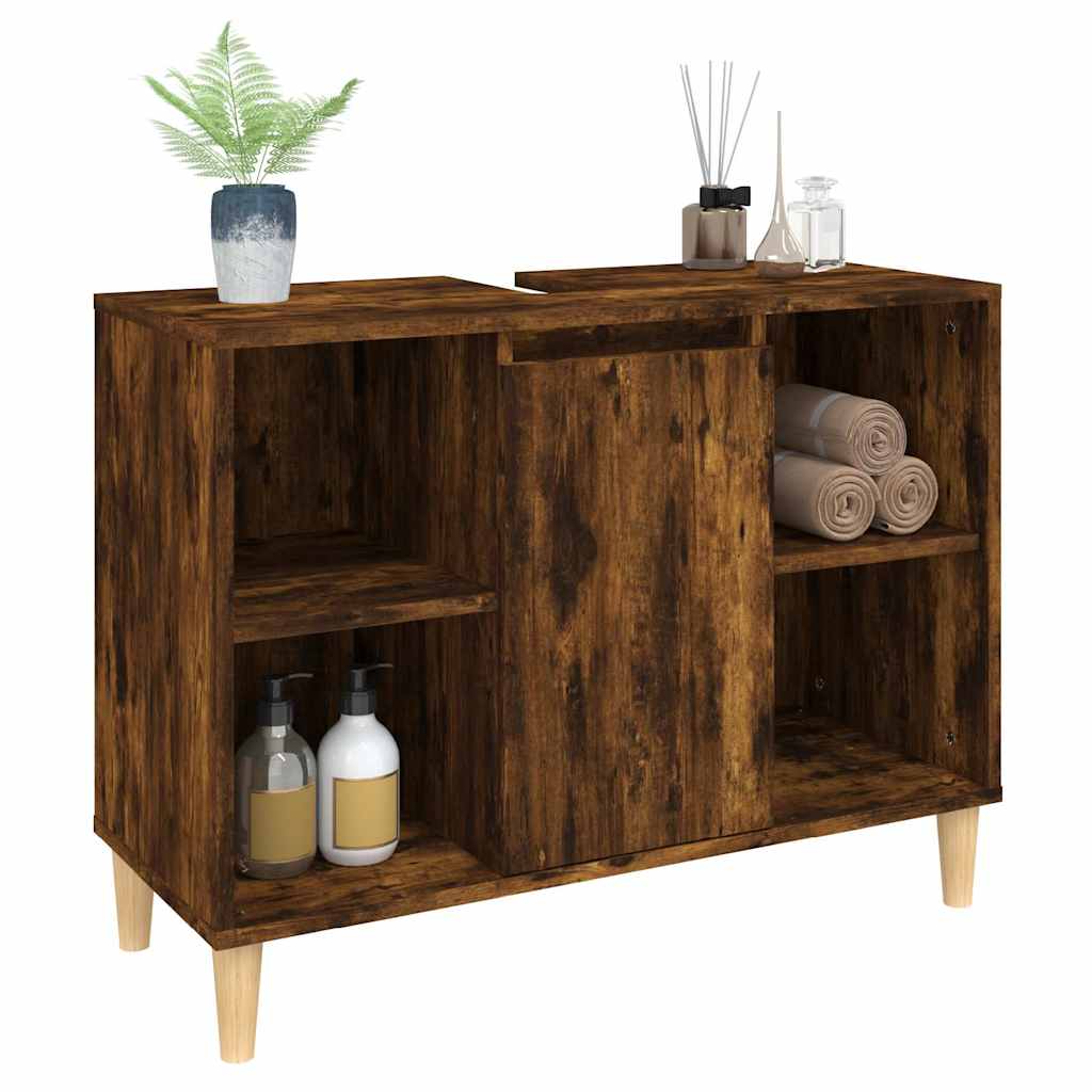 Badrumsunderskåp Rökfärgad Ek 80x33x60 cm